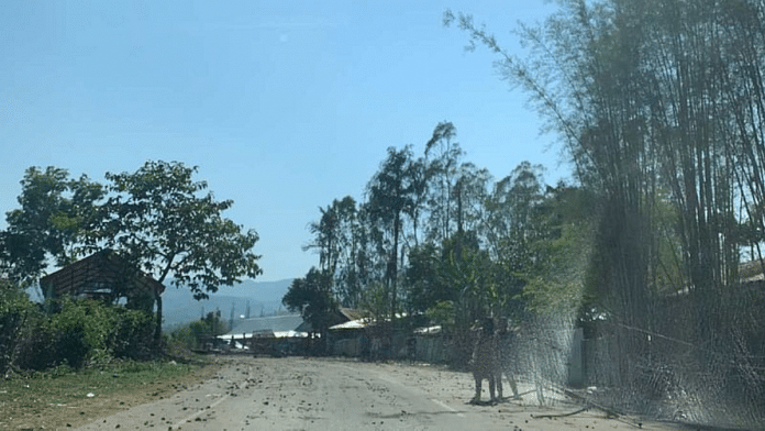 One of the blockade sites in Manipur's Churachandpur | Photo: ThePrint/Karishma Hasnat