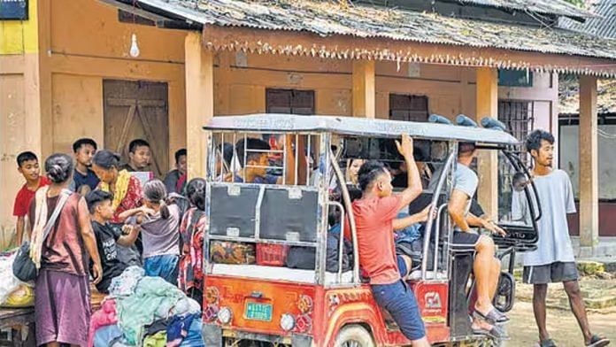 People from violence-hit areas of Manipur being shifted to a relief camp Sunday | Photo: PTI