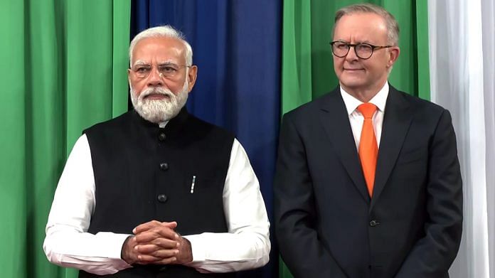 Prime Minister Narendra Modi with Australian PM Anthony Albanese in Sydney, on 23 May 2023 | ANI photo