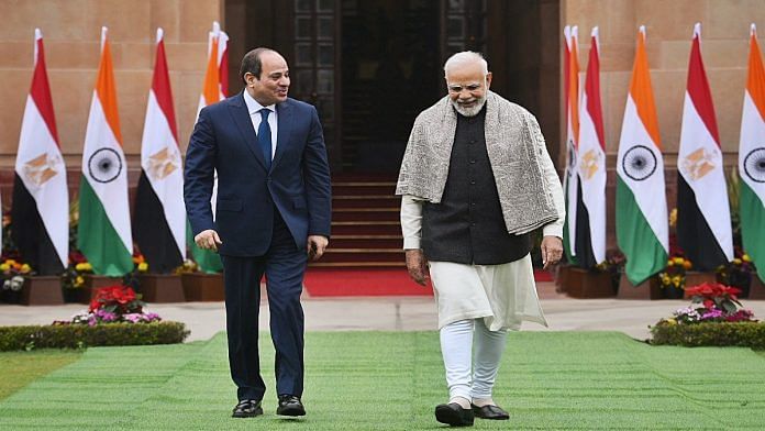 File photo of Prime Minister Narendra Modi and President of the Arab Republic of Egypt Abdel Fattah El-Sisi in New Delhi | ANI