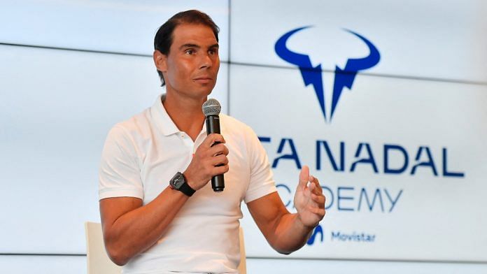 Spain's Rafael Nadal announces that he has withdrawn from the French open during a press conference | Reuters