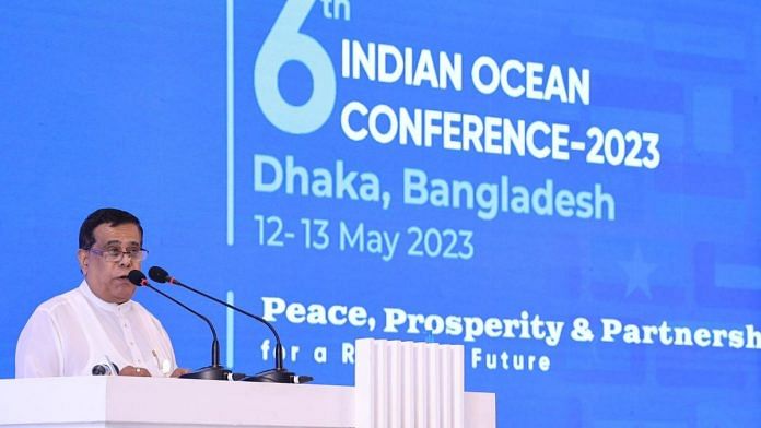 Sri Lanka Shipping Minister Nimal Siripala de Silva at 6th Indian Ocean Conference Saturday | Twitter | @indfoundation