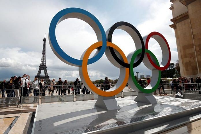 Olympic rings to celebrate the IOC official announcement that Paris won the 2024 Olympic bid are seen in front of the Eiffel Tower at the Trocadero square in Paris | Reuters file photo