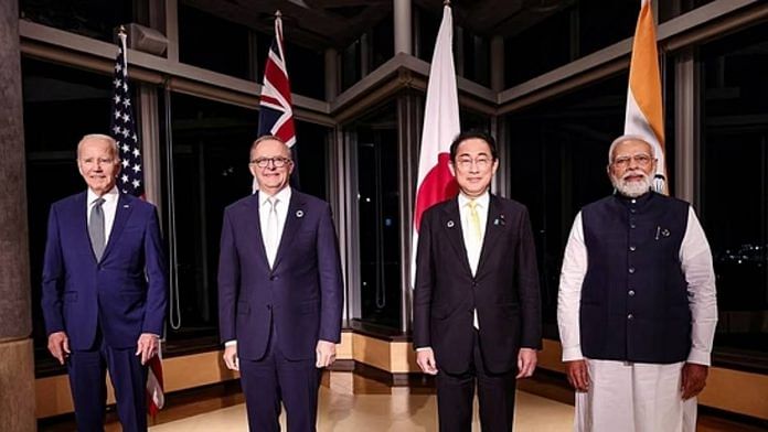 (Left to right) US President Joe Biden, Prime Minister of Australia Anthony Albanese, Prime Minister of Japan Fumio Kishida and Prime Minister Narendra Modi in Hiroshima, Japan, on Saturday | Photo: PTI