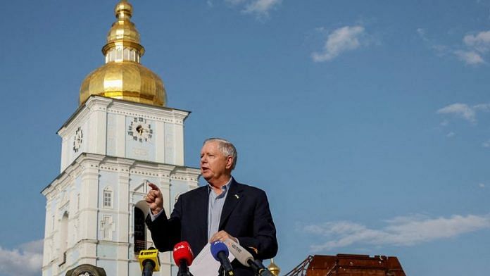 US Senator Lindsey Graham speaks during an interview with media, as Russia's attack on Ukraine continues, in Kyiv on 26 May, 2023 | Reuters