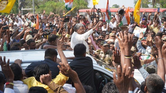 File photo of Siddaramaiah on a poll campaign in Karnataka | Twitter | @siddaramaiah