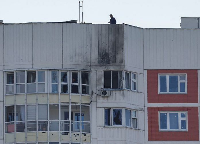 A view shows a damaged multi-storey apartment block following a reported drone attack in Moscow on 30 May 2023 | Photo: Reuters