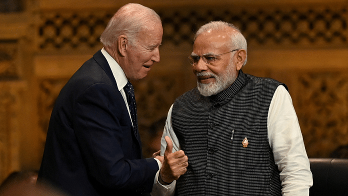 File photo of US President Joe Biden with PM Narendra Modi at G20 Summit | Reuters