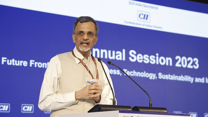 Chief Economic Advisor V. Anantha Nageswaran addresses a session of CII | Twitter | @FollowCII