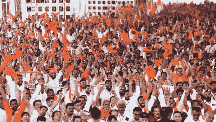 BJP supporters during Prime Minister Narendra Modi's public meeting at Ankola in Uttara Kannada district, Karnataka | ANI