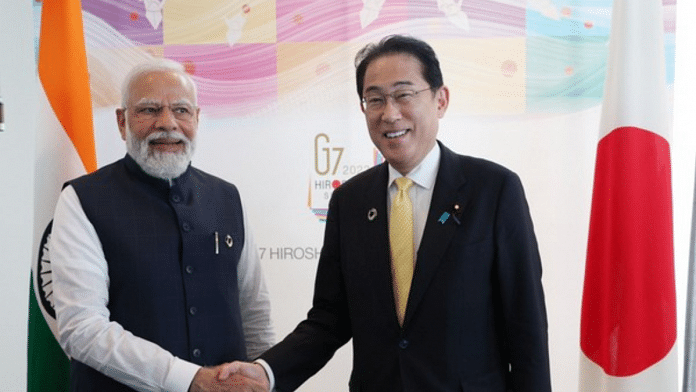 PM Narenda Modi meets his Japanese counterpart Fumio Kishida. (Photo Credit: Twitter/@narendramodi)