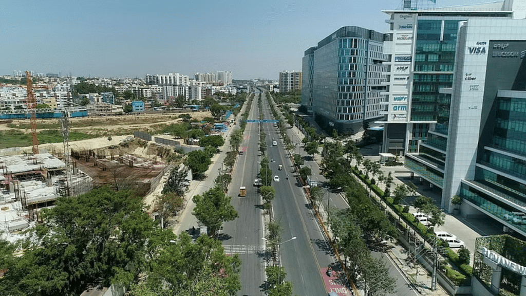 File photo | A view of the Outer Ring Road as shot with a drone camera | PTI