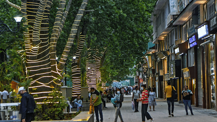 A view of the decorated Polo View market ahead of G20 event, in Srinagar