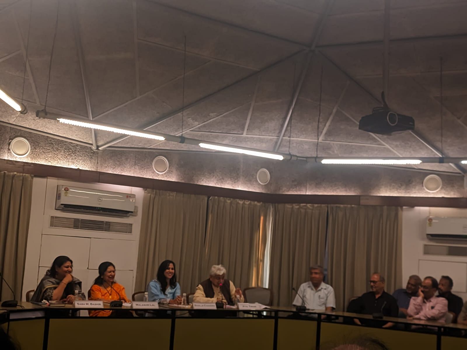 Saba Bashir, Malashri Lal, Shailja Chandra, Atul Tiwari (from left to right), discussing The Moonsmith Gulzar | Unnati Sharma, ThePrint