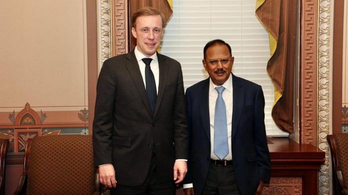 NSA Ajit Doval with US national security adviser Jake Sullivan | File photo | Twitter/@JakeSullivan46