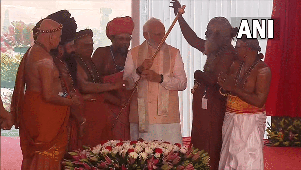 New Parliament inauguration: PM Modi begins puja, receives 'Sengol' for installation