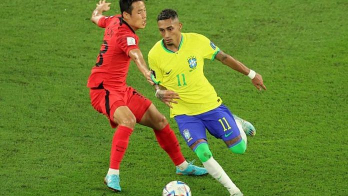 Brazil's Raphinha in action with South Korea's Son Jun-ho | Reuters file photo