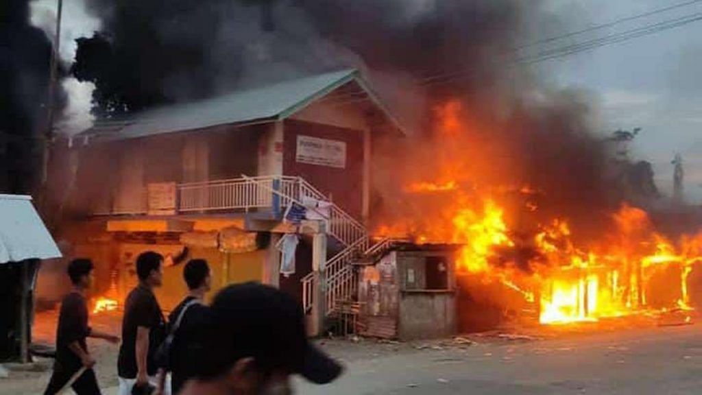 An arson attack Wednesday during the violence that erupted in Manipur | By special arrangement