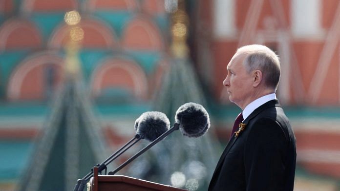 Russian President Vladimir Putin delivers a speech during a military parade on Victory Day in Red Square in central Moscow, on 9 May 2023 | Sputnik/Gavriil Grigorov/Pool via Reuters