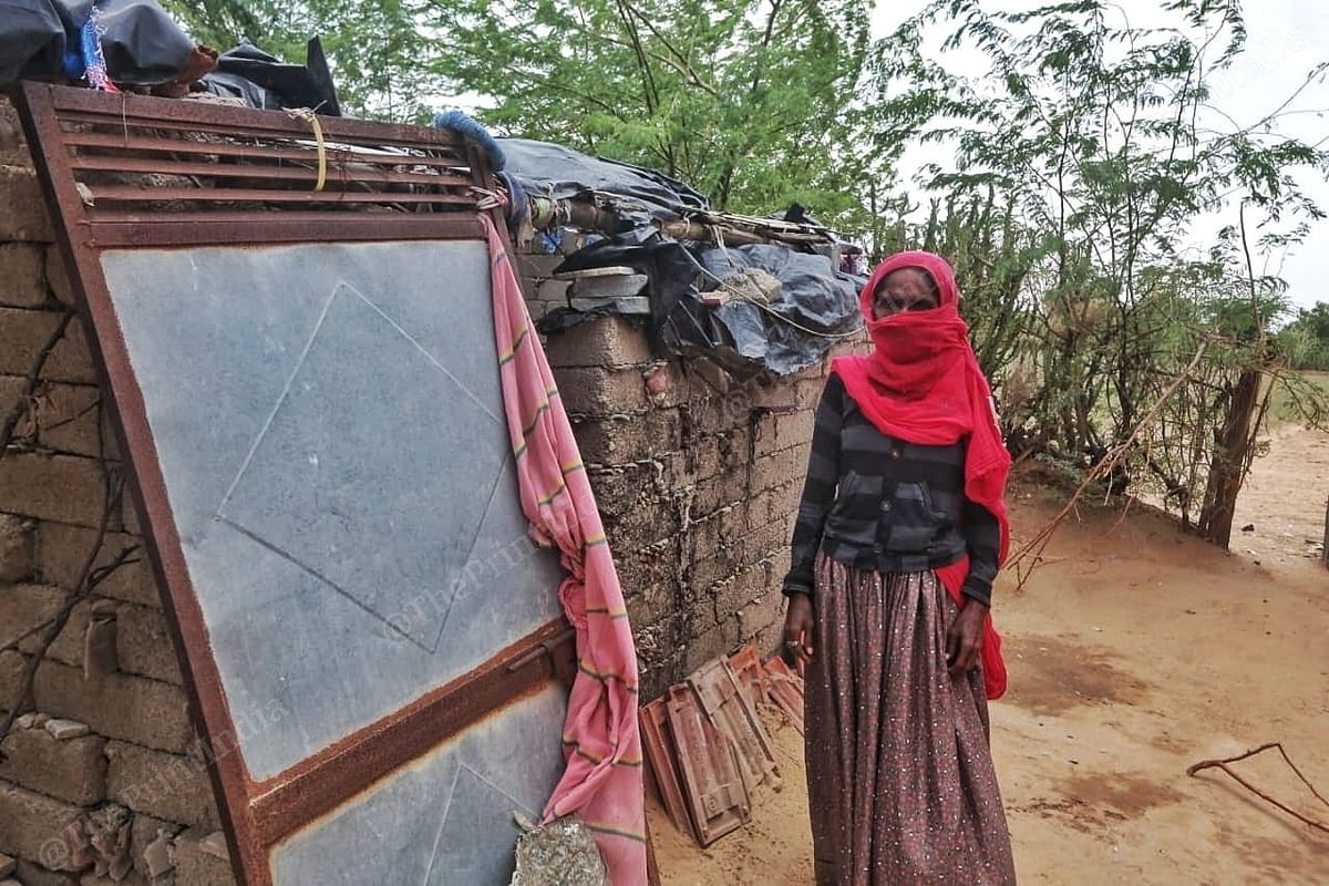 Bhikki Behen lives a life of seclusion after she tested positive for HIV four years ago. Villagers including her own family have all isolated her and she now lives in a one room kuccha house, the sky from which is visible | Photo: Praveen Jain | ThePrint