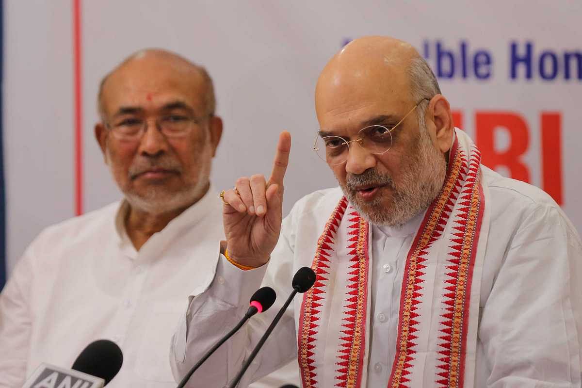 Biren Singh with Amit Shah