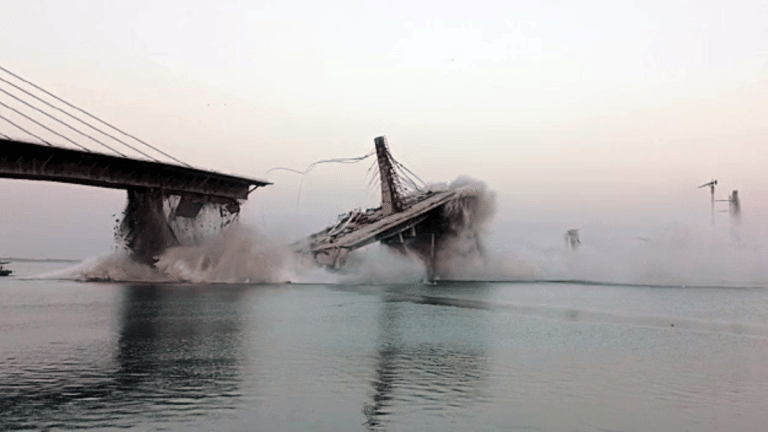 Portion of a bridge in Bihar’s Bhagalpur collapses again. CM orders probe, BJP alleges ‘corruption’
