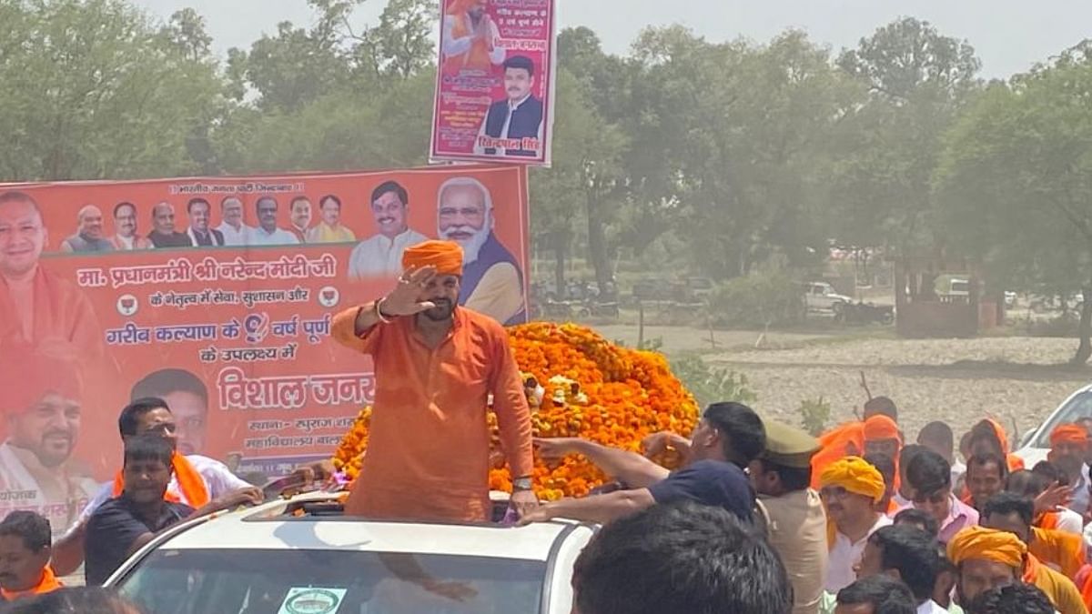 Brij Bhushan Sharan Singh arrives for the rally in Kaiserganj, Uttar Pradesh, on Sunday | Shikha Salaria | ThePrint