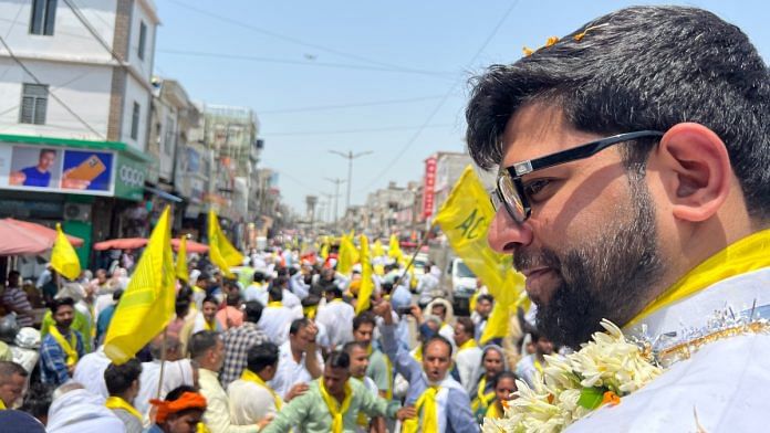 File photo of JJP secretary general Digvijay Chautala | Twitter @DVJChautala