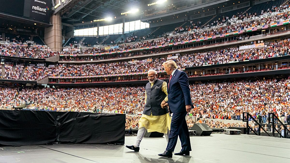 PM Modi & then US president Donald Trump during 'Howdy, Modi!' event at NRG Stadium in Houston on 24 Sept, 2019 | ANI