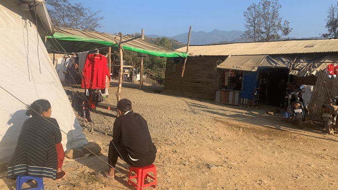 A temporary camp for displaced Myanmar nationals at Zokhawthar, Champhai district, Mizoram | Karishma Hasnat | ThePrint
