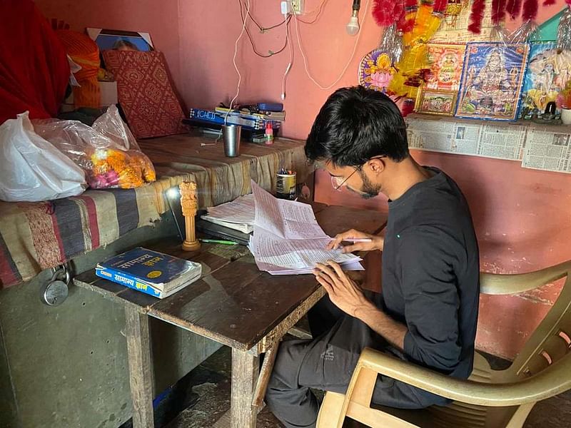 Muktendra Kumar at his desk