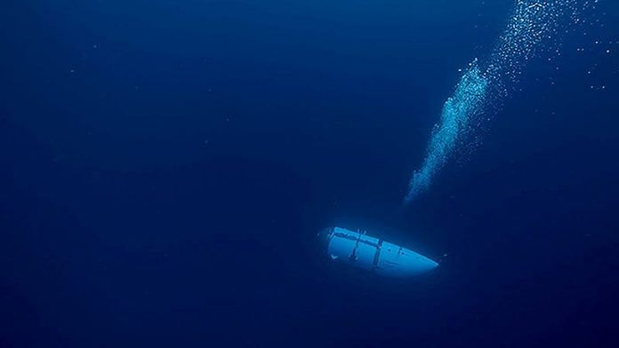 The Titan submersible, operated by OceanGate Expeditions to explore the wreckage of the sunken SS Titanic off the coast of Newfoundland, dives in an undated photograph/Reuters