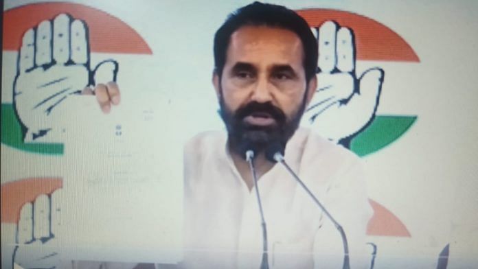 Congress leader Shaktisinh Gohil in a screengrab of party press conference Sunday | Twitter: @INCIndia