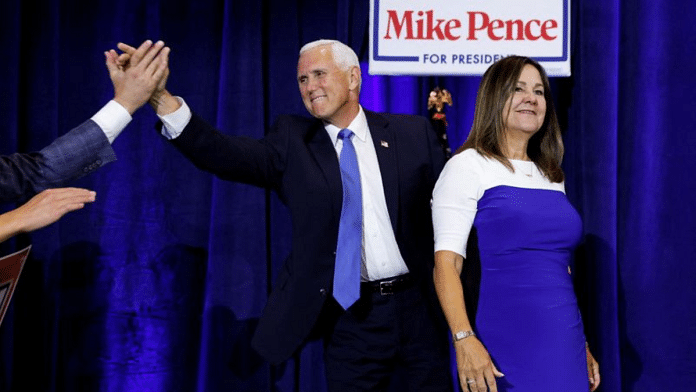 Former US Vice President Mike Pence is greeted by supporters as he arrives with his wife Karen to make a US presidential campaign announcement, on 7 June 2023 | Reuters/Jonathan Ernst