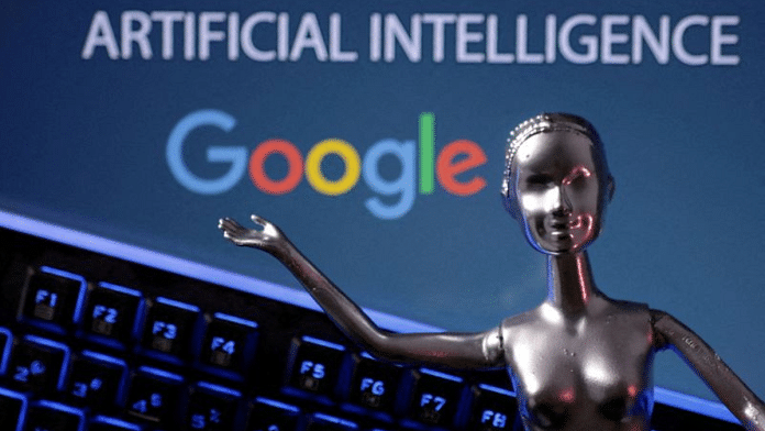Google logo and AI Artificial Intelligence words are seen in this illustration/Reuters