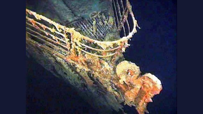 The port bow railing of the Titanic lies in 12,600 feet of water about 400 miles east of Nova Scotia | Reuters