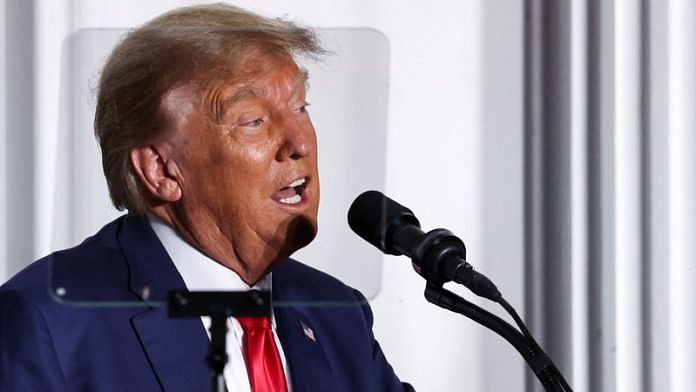 Former U.S. President Donald Trump delivers remarks during an event following his arraignment on classified document charges, at Trump National Golf Club, in Bedminster, New Jersey, U.S., on 13 June, 2023/Reuters