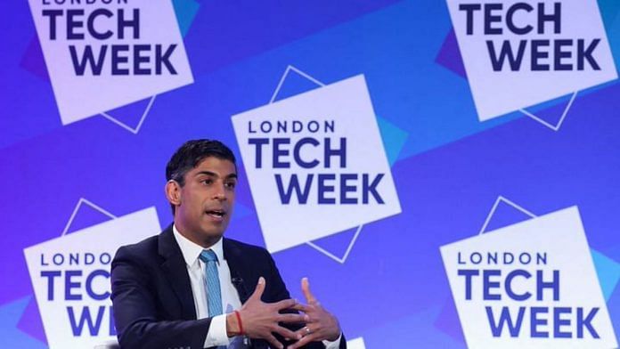 British Prime Minister Rishi Sunak speaks at the London Tech Week in London, Britain, June 12, 2023 | Reuters/Toby Melville