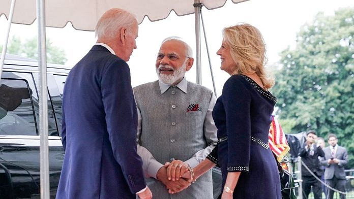 U.S. President Joe Biden and first lady Jill Biden welcome Prime Minister of India Narendra Modi to the White House in Washington on 21June, 2023/Reuters