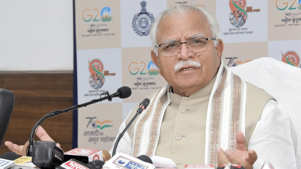 Haryana CM Manohar Lal Khattar speaks to media on the demand over MSP for sunflower seeds, in Chandigarh | By Special Arrangement