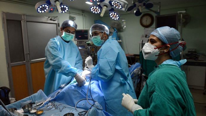 Hospitals that had stopped surgeries to concentrate on the pandemic suddenly found their operating rooms packed due to mucormycosis. An image from Harsh ENT Hospital, Ghaziabad | Suraj Singh Bisht | ThePrint