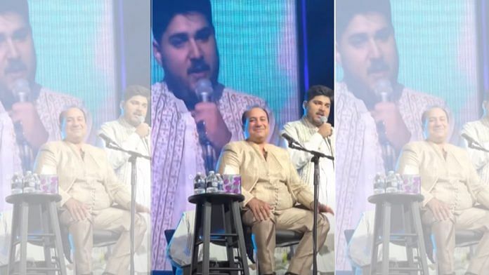 Shahzaman performs on stage with his father Rahat Fateh Ali Khan | Twitter