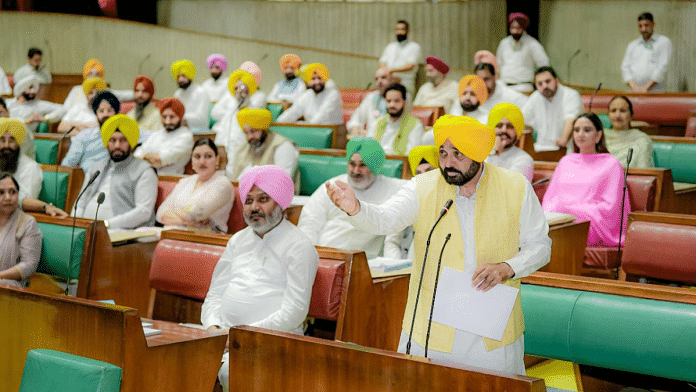 Chief Minister Bhagwant Mann addressing the Punjab Assembly | By special arrangement