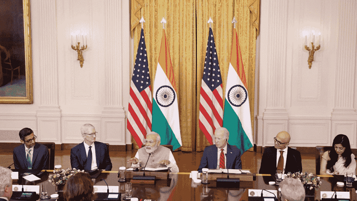 US President Joe Biden and Indian Prime Minister Narendra Modi holding meetings with industry executives at the White House | ANI