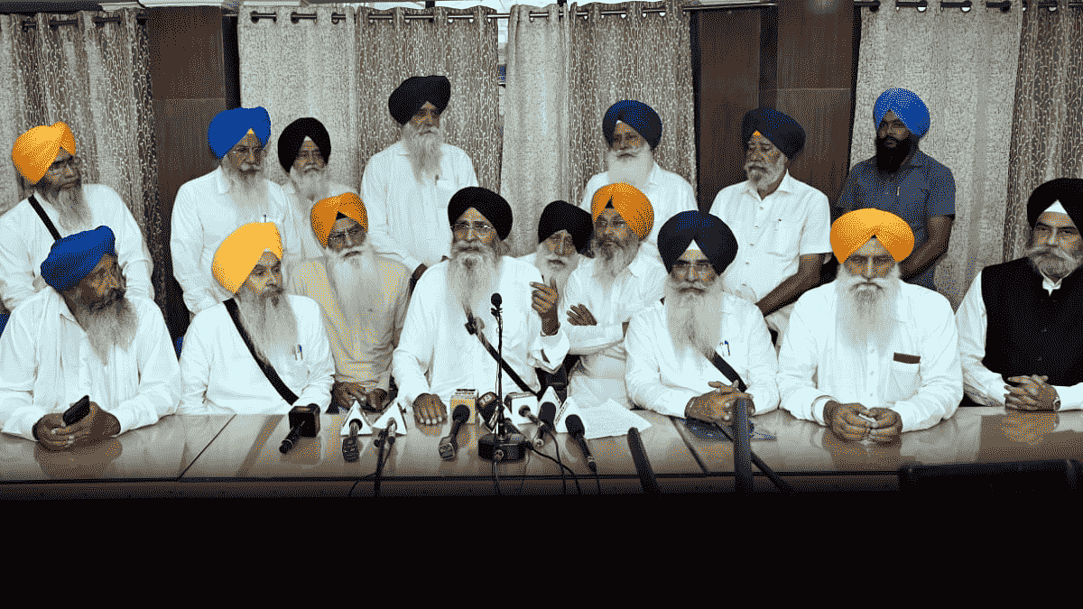 SGPC chief Harjinder Singh Dhami addresses a press conference after body’s general house | By special arrangement