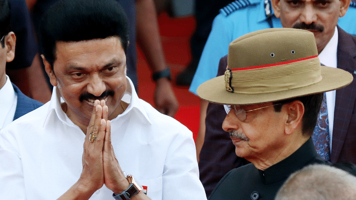 File photo of Tamil Nadu Chief Minister M.K. Stalin with Governor R.N. Ravi | ANI