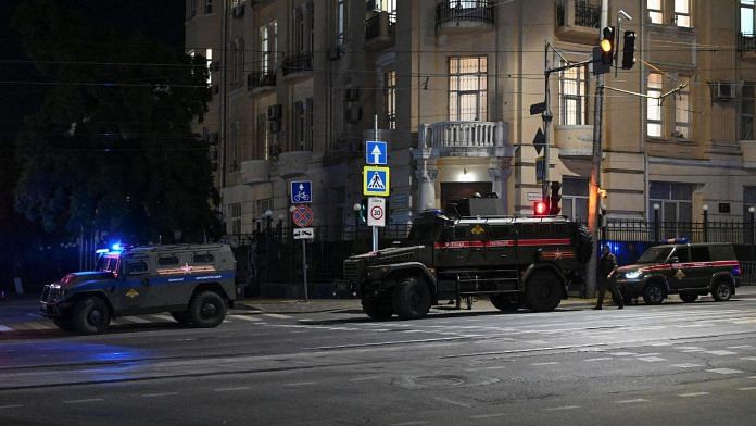 Armoured vehicles are seen on a street of the southern city of Rostov-on-Don, Russia | Reuters/Stringer