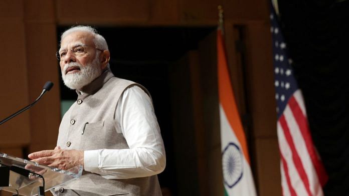 Prime Minister Narendra Modi addresses Indian diaspora at Ronald Reagan Center in Washington DC on Friday. (Photo Credit: Twitter/MEAIndia)