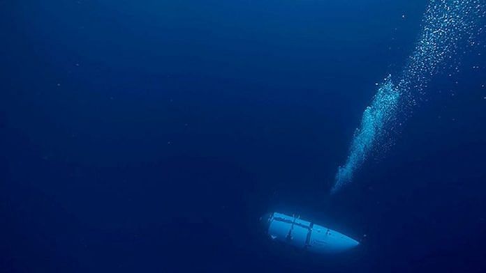The Titan submersible, operated by OceanGate Expeditions to explore the wreckage of the sunken SS Titanic off the coast of Newfoundland, dives in an undated photograph/Reuters