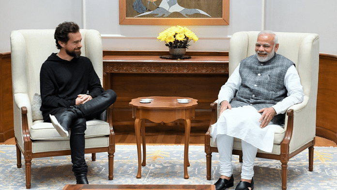 File photo of former Twitter CEO Jack Dorsey with PM Narendra Modi | Twitter | @jack
